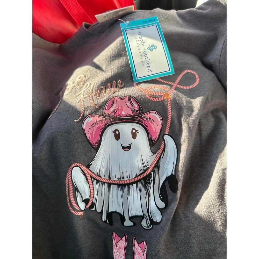 New Girls Simply Southern Boo Haw Ghost Halloween - Cowgirl - youth medium T-Shi - Picture 4 of 9
